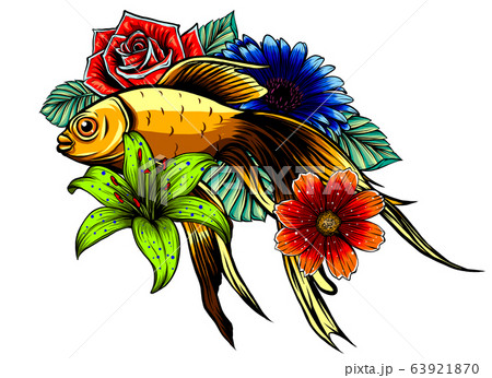 vector illustration of japanese koi fish tattoo style drawing.japan background.tattoo koi fish design. vector illustration of japanese koi fish tattoo style drawing.japan background.tattoo koi fish design. 63921870