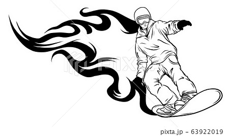 Vector Illustration Of Silhouette Snowboarder のイラスト素材