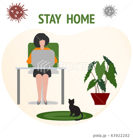 Coronavirus Stop Quarantine Stay home Remote work 63922282