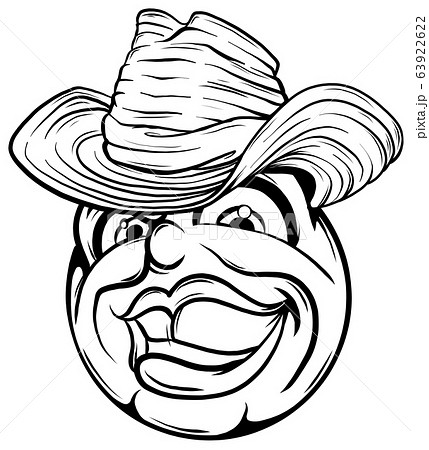 Cute Smiling Emoticon Wearing Cowboy Hat のイラスト素材