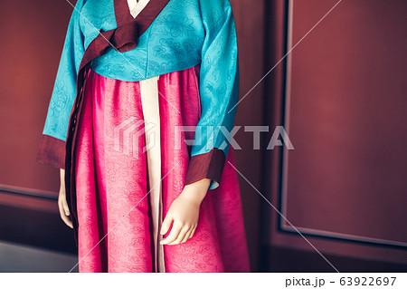 Mannequin dressed in Korean traditional clothes Hanbok 63922697