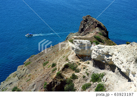 The landscape of the rocky shore of the Black Sea. 63923197