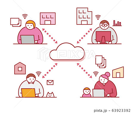 リモートワーク テレワーク イラスト クラウド Remote Work Cloud Pのイラスト素材 リモートワーク テレワーク イラスト クラウド Remote Work Cloud Pのイラスト素材