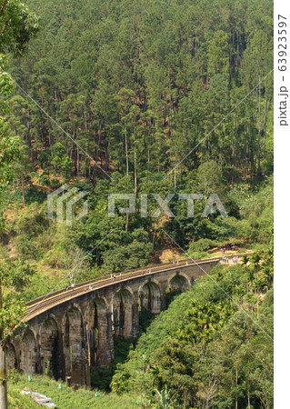 The famous nine-arch bridge of the railway in the The famous nine-arch bridge of the railway in the 63923597