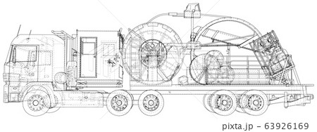 Coil Tubing roll Truck. EPS10 format. Vector created of 3d Coil Tubing roll Truck. EPS10 format. Vector created of 3d 63926169
