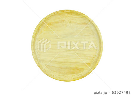 Empty wooden bowl top view isolated on white Empty wooden bowl top view isolated on white 63927492