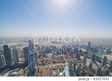 Aerial view of Burj Khalifa in Dubai Downtown Aerial view of Burj Khalifa in Dubai Downtown 63927645