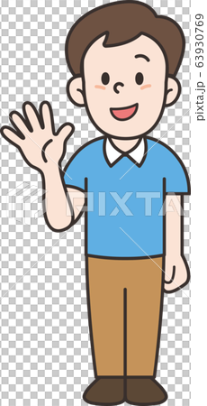 男正面身體全身微笑手掌 63930769