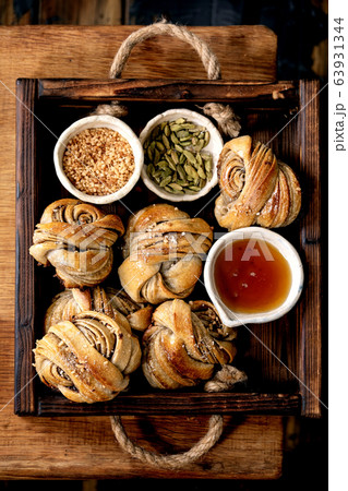 Swedish cardamom buns Kanelbulle 63931344