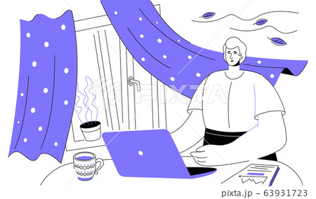 Work from home - colorful flat design style illustration 63931723