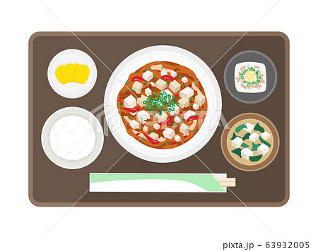 麻婆豆腐定食のイラストのイラスト素材