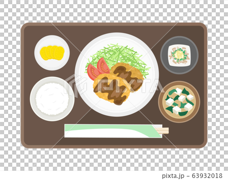 メンチカツ定食のイラストのイラスト素材