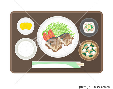 さばの味噌煮定食のイラスト素材 6393