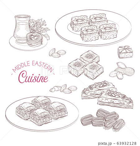 Arabic Food. Middle Eastern sweets and tea 63932128