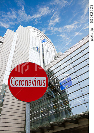 European Union parlament and Covid sign European Union parlament and Covid sign 63932225