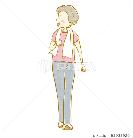 ウォーキングをする高齢者のかわいいイラスト1のイラスト素材 ウォーキングをする高齢者のかわいいイラスト1のイラスト素材