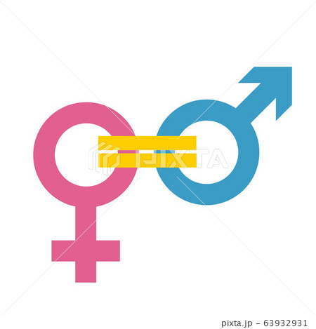 Gender equal sign vector icon. Men and women equal concept icon on white background. Female and male sex icon. Gender equal sign vector icon. Men and women equal concept icon on white background. Female and male sex icon. 63932931