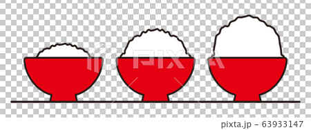 小盛り、普通盛り、大盛りのご飯 63933147