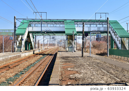 早春の北海道白老町JR萩野駅の風景を撮影 63933324