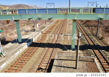 早春の北海道白老町JR萩野駅の風景を撮影 63933345