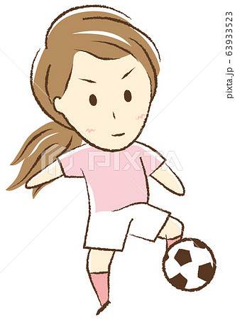 サッカーをする女の子 トラップのイラスト素材