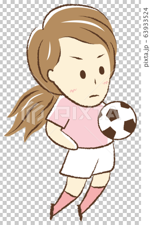 サッカーをする女の子 胸トラップのイラスト素材