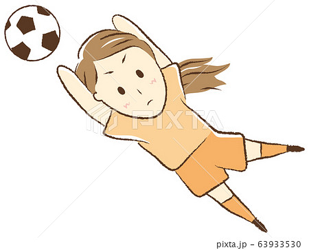 サッカーをする女の子 ゴールキーパーのイラスト素材