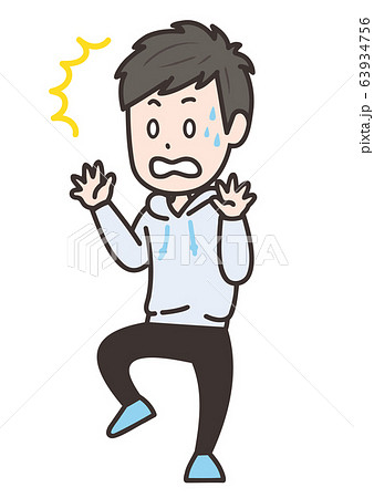 驚く男性 ポーズ イラストのイラスト素材