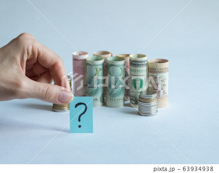 Question mark and money. Pandemic crisis concept Question mark and money. Pandemic crisis concept 63934938
