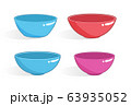 Set of empty bowls of different colors isolated on white background 63935052