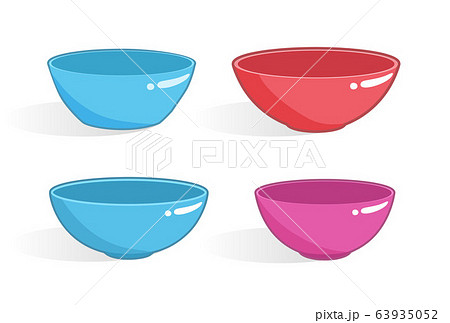 Set of empty bowls of different colors isolated on white background 63935052