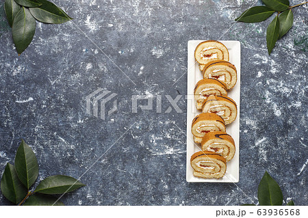 Quince jam cake roll with fresh organic quinces 63936568