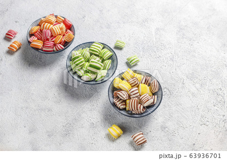 Different colorful sugar candies,top view 63936701