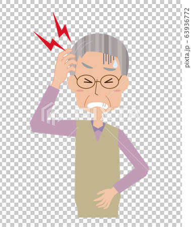 頭痛  脳卒中　脳内出血　脳血栓　お爺さん　老人　シニア　上半身 63936772