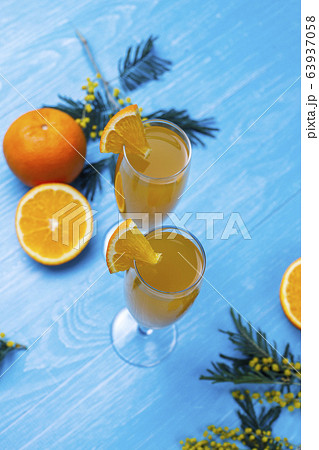 Homemade Refreshing Orange Mimosa Cocktails with Champaigne Homemade Refreshing Orange Mimosa Cocktails with Champaigne 63937058