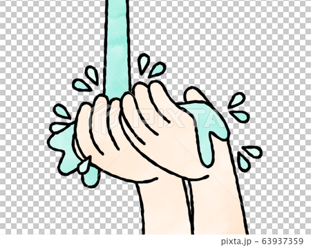 Hand wash-wet hands-watercolor 63937359