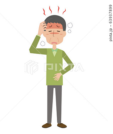 高熱　発熱　熱　風邪　インフルエンザ　中年男性　全身 63937899