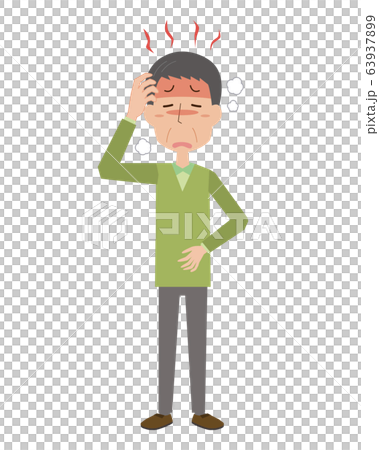 高熱　発熱　熱　風邪　インフルエンザ　中年男性　全身 63937899