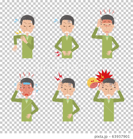 男性　中年男性　おじさん　痛み　体調不調　症状　セット 63937901