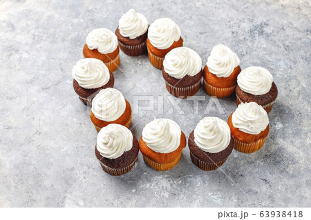 Cupcake baking background with kitchen utensils. 63938418