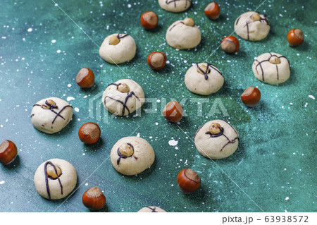 Delicious cookies with hazelnuts,top view Delicious cookies with hazelnuts,top view 63938572