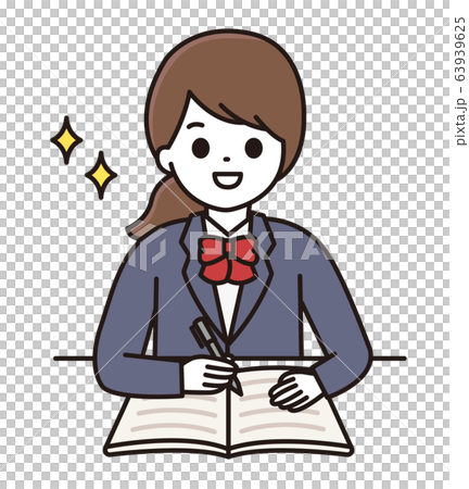 学生 女の子 勉強 イラストのイラスト素材