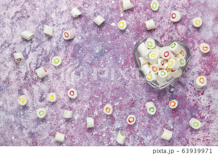 Different colorful sugar candies,top view 63939971