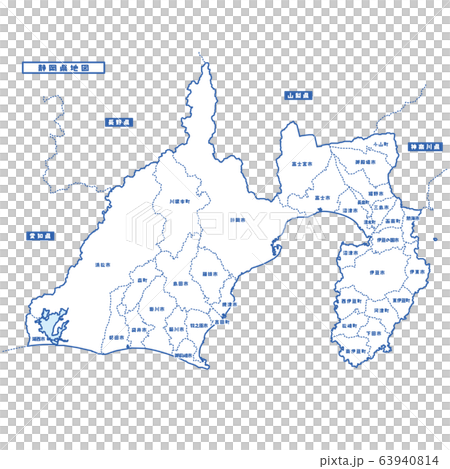 静岡県地図 シンプル白地図 市区町村のイラスト素材