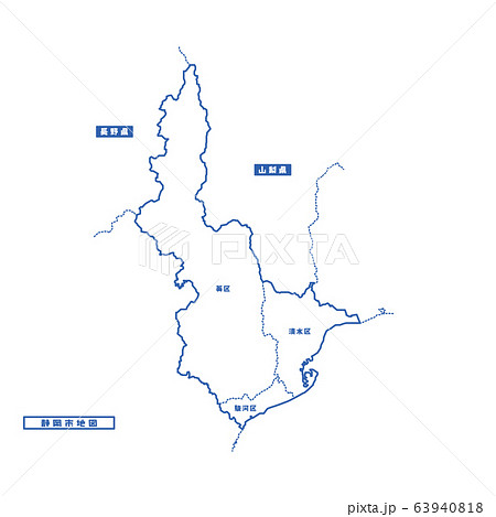 静岡市地図 シンプル白地図 市区町村のイラスト素材