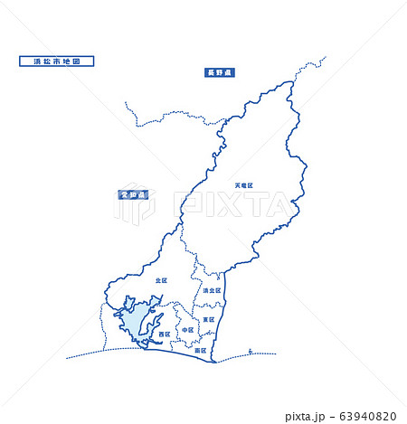 浜松市地図 シンプル白地図 市区町村のイラスト素材