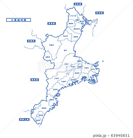 三重県地図 シンプル白地図 市区町村