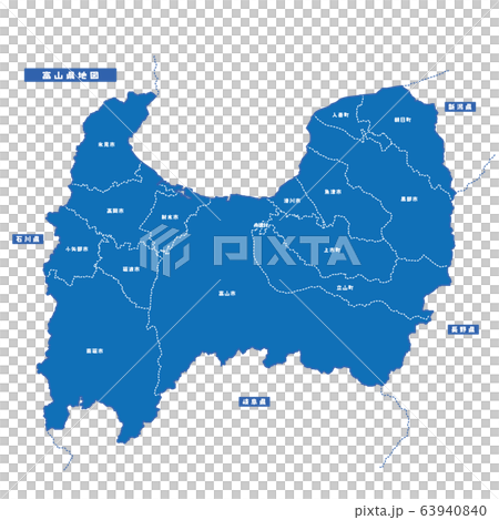 富山県地図 シンプル青 市区町村 富山県地図 シンプル青 市区町村 63940840