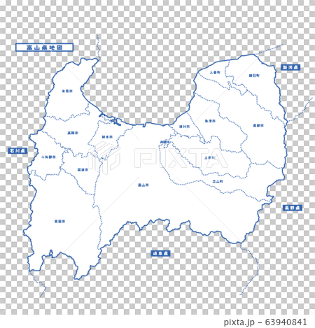 富山県地図 シンプル白地図 市区町村のイラスト素材