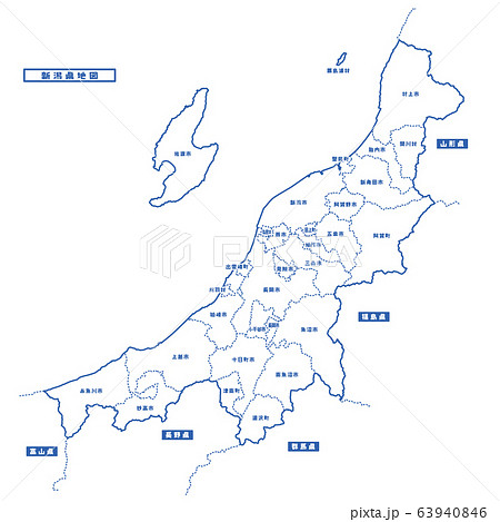 新潟県地図 シンプル白地図 市区町村